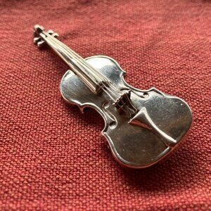 Sterling Violin Brooch - Polished!